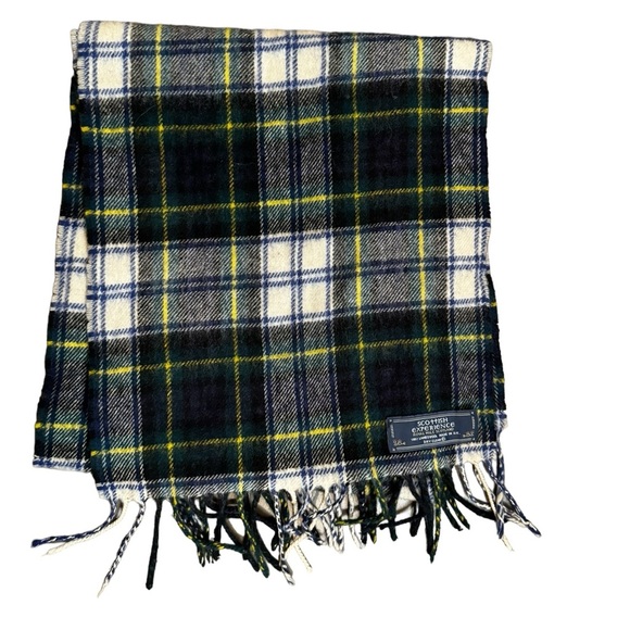 SCOTTISH EXPERIENCE LAMBSWOOL Highland Tartan Clan Plaid Scarf Fringe Blue White - Picture 3 of 12